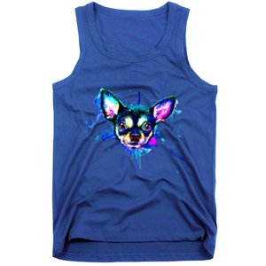 Cute Chihuahua Face Watercolor Painting Art Gift Tank Top