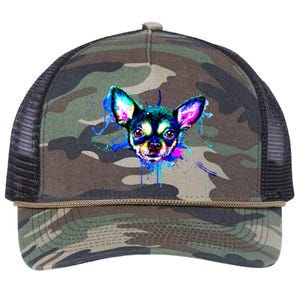 Cute Chihuahua Face Watercolor Painting Art Gift Retro Rope Trucker Hat Cap