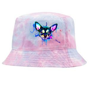 Cute Chihuahua Face Watercolor Painting Art Gift Tie-Dyed Bucket Hat