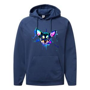 Cute Chihuahua Face Watercolor Painting Art Gift Performance Fleece Hoodie