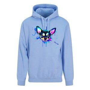 Cute Chihuahua Face Watercolor Painting Art Gift Unisex Surf Hoodie