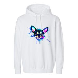 Cute Chihuahua Face Watercolor Painting Art Gift Garment-Dyed Fleece Hoodie