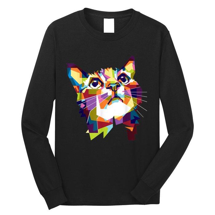 Colorful Cat For Cat Lovers Perfect Gift For S Long Sleeve Shirt