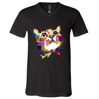 Colorful Cat For Cat Lovers Perfect Gift For S V-Neck T-Shirt