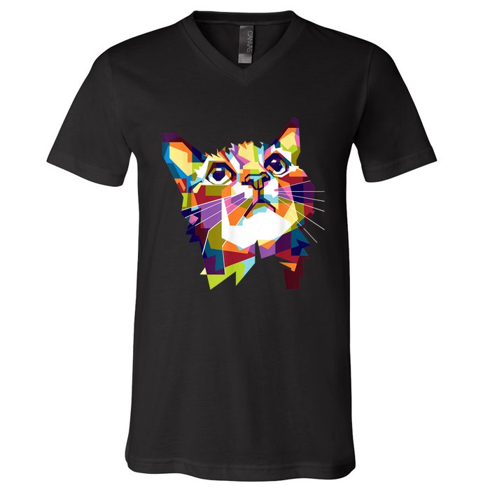 Colorful Cat For Cat Lovers Perfect Gift For S V-Neck T-Shirt