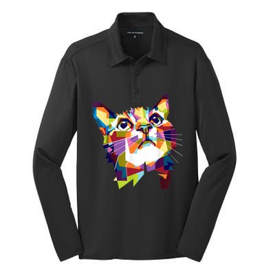 Colorful Cat For Cat Lovers Perfect Gift For S Silk Touch Performance Long Sleeve Polo