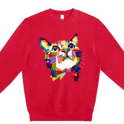 Colorful Cat For Cat Lovers Perfect Gift For S Premium Crewneck Sweatshirt