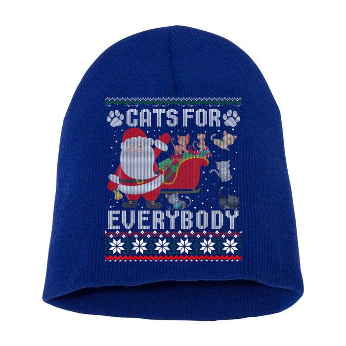 Christmas Cats For Everybody Ugly Sweater Funny Cute Gift Short Acrylic Beanie