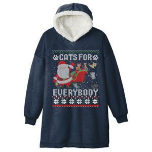 Christmas Cats For Everybody Ugly Sweater Funny Cute Gift Hooded Wearable Blanket