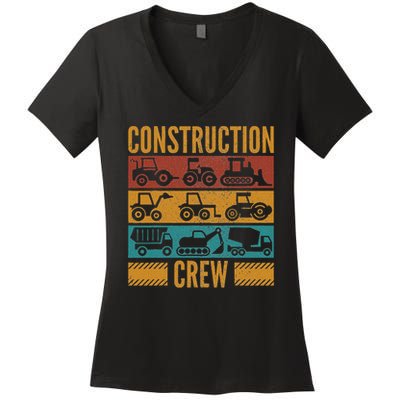 Construction Crew Funny Construction Worker Costume Birthday Women's V-Neck T-Shirt