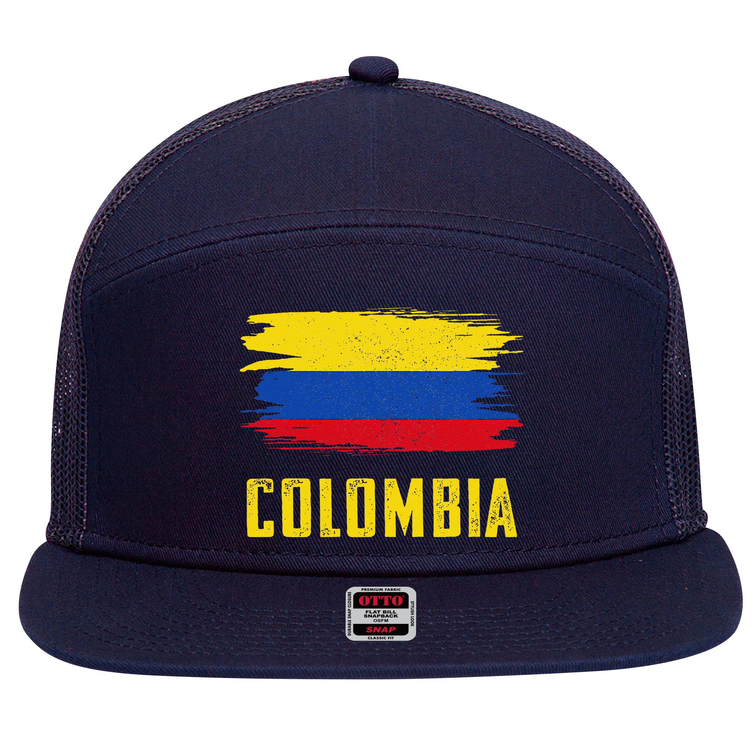 Colombia Columbian Flag Colombia 7 Panel Mesh Trucker Snapback Hat