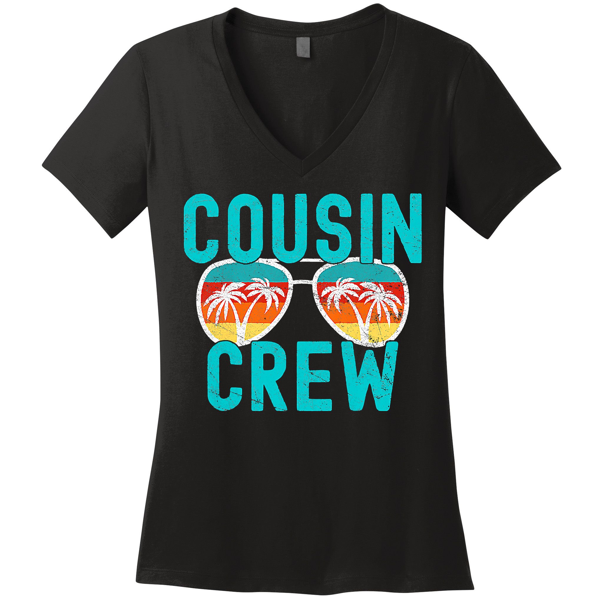 Cousin Crew Family Vacation Summer Vacation Beach Sunglasses Women's V-Neck T-Shirt