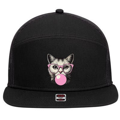 Cute Cat For Women Funny Cat Lovers 7 Panel Mesh Trucker Snapback Hat
