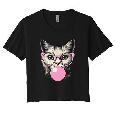 Cute Cat For Women Funny Cat Lovers Women's Crop Top Tee