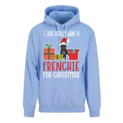 Cute Christmas French Bulldog Owner I Want A Frenchie Gift Unisex Surf Hoodie