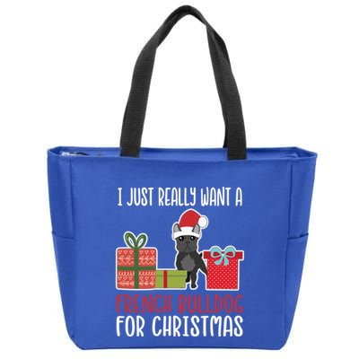 Cute Christmas Frenchie Owner I Want A French Bulldog Gift Zip Tote Bag