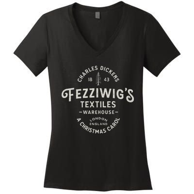 Christmas Carol Fezzigigg's Scrooge & Marley Holiday Women's V-Neck T-Shirt