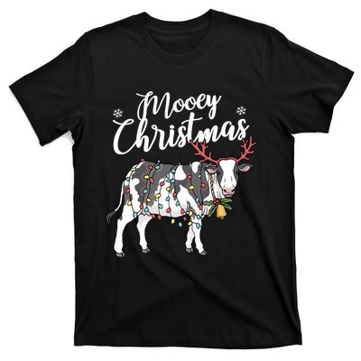 Cow Christmas Funny Mooey Xmas Lights T-Shirt