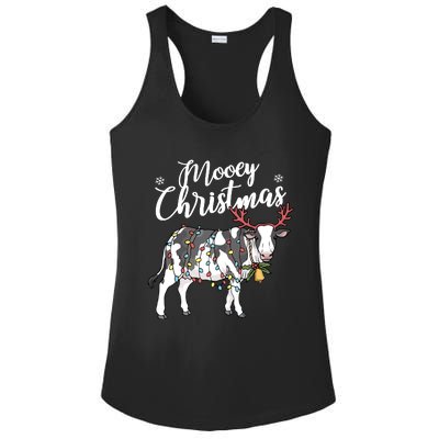 Cow Christmas Funny Mooey Xmas Lights Ladies PosiCharge Competitor Racerback Tank