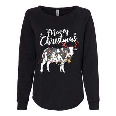 Cow Christmas Funny Mooey Xmas Lights Womens California Wash Sweatshirt