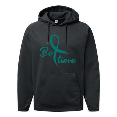 Cervical Cancer Fight Cancer Ribbon Performance Fleece Hoodie