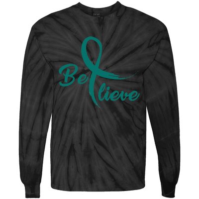 Cervical Cancer Fight Cancer Ribbon Tie-Dye Long Sleeve Shirt