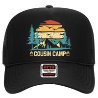 Cousin Camp Friends Summer Family Camping Vacation Vintage High Crown Mesh Back Trucker Hat