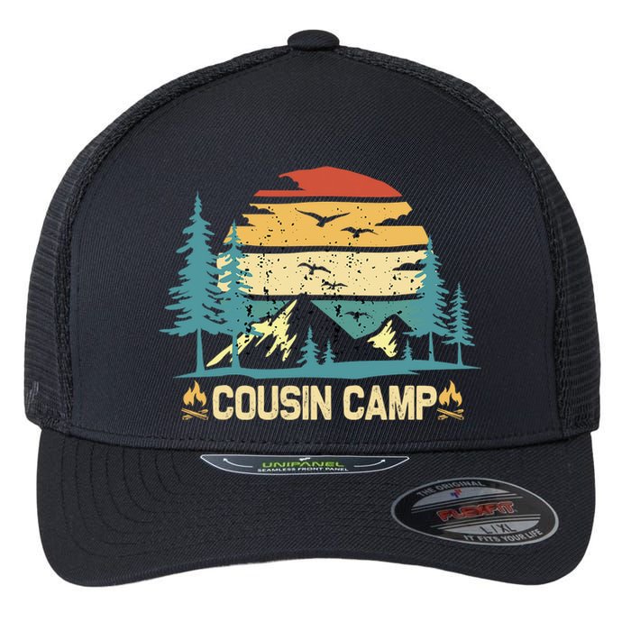 Cousin Camp Friends Summer Family Camping Vacation Vintage Flexfit Unipanel Trucker Cap