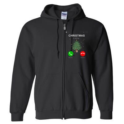 Christmas Calling  Funny Xmas Phone Christian Church Full Zip Hoodie