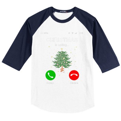 Christmas Calling  Funny Xmas Phone Christian Church Baseball Sleeve Shirt