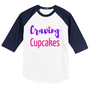 Craving Cupcakes Fun Working Out Gym Diet Lifestyle Desert Funny Gift Baseball Sleeve Shirt