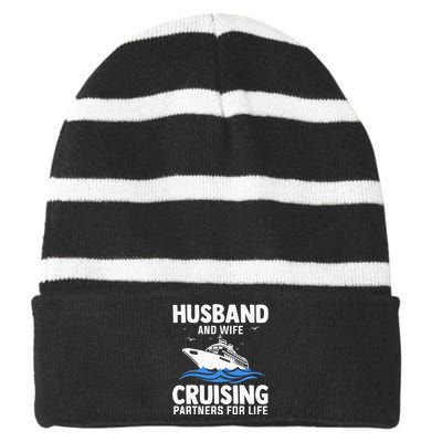 Cool Cruising For Cruise Couple Cruise Vacation Striped Beanie with Solid Band