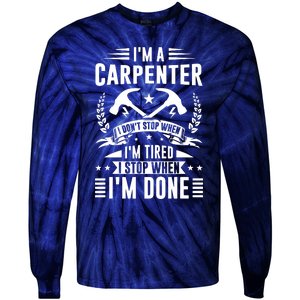 Cool Carpenter Funny Joiner Hard Work Woodworking Tie-Dye Long Sleeve Shirt