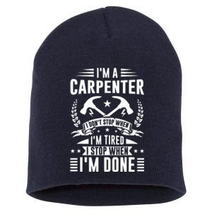 Cool Carpenter Funny Joiner Hard Work Woodworking Short Acrylic Beanie