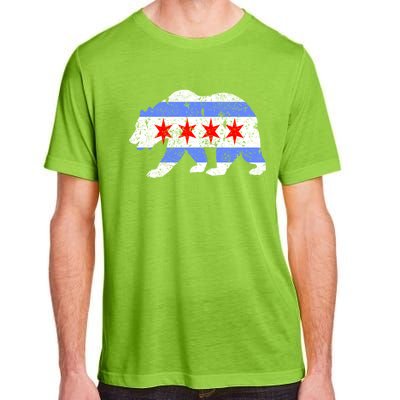 Chicago City Flag Distressed Bear Gift Adult ChromaSoft Performance T-Shirt