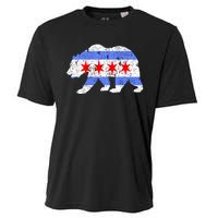 Chicago City Flag Distressed Bear Gift Cooling Performance Crew T-Shirt