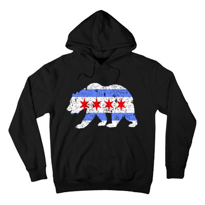 Chicago City Flag Distressed Bear Gift Hoodie