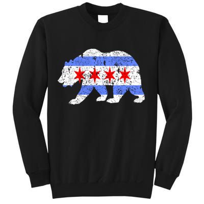 Chicago City Flag Distressed Bear Gift Sweatshirt