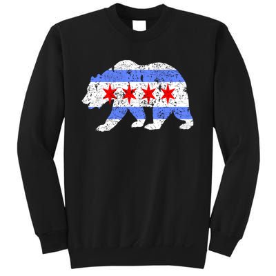 Chicago City Flag Distressed Bear Gift Sweatshirt