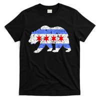 Chicago City Flag Distressed Bear Gift T-Shirt