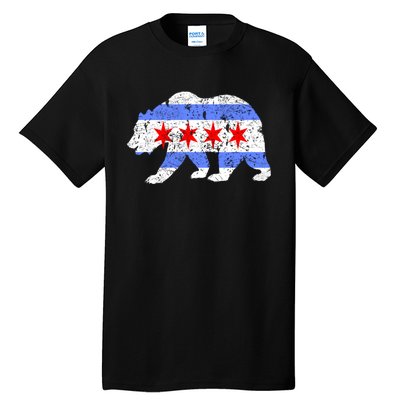 Chicago City Flag Distressed Bear Gift Tall T-Shirt