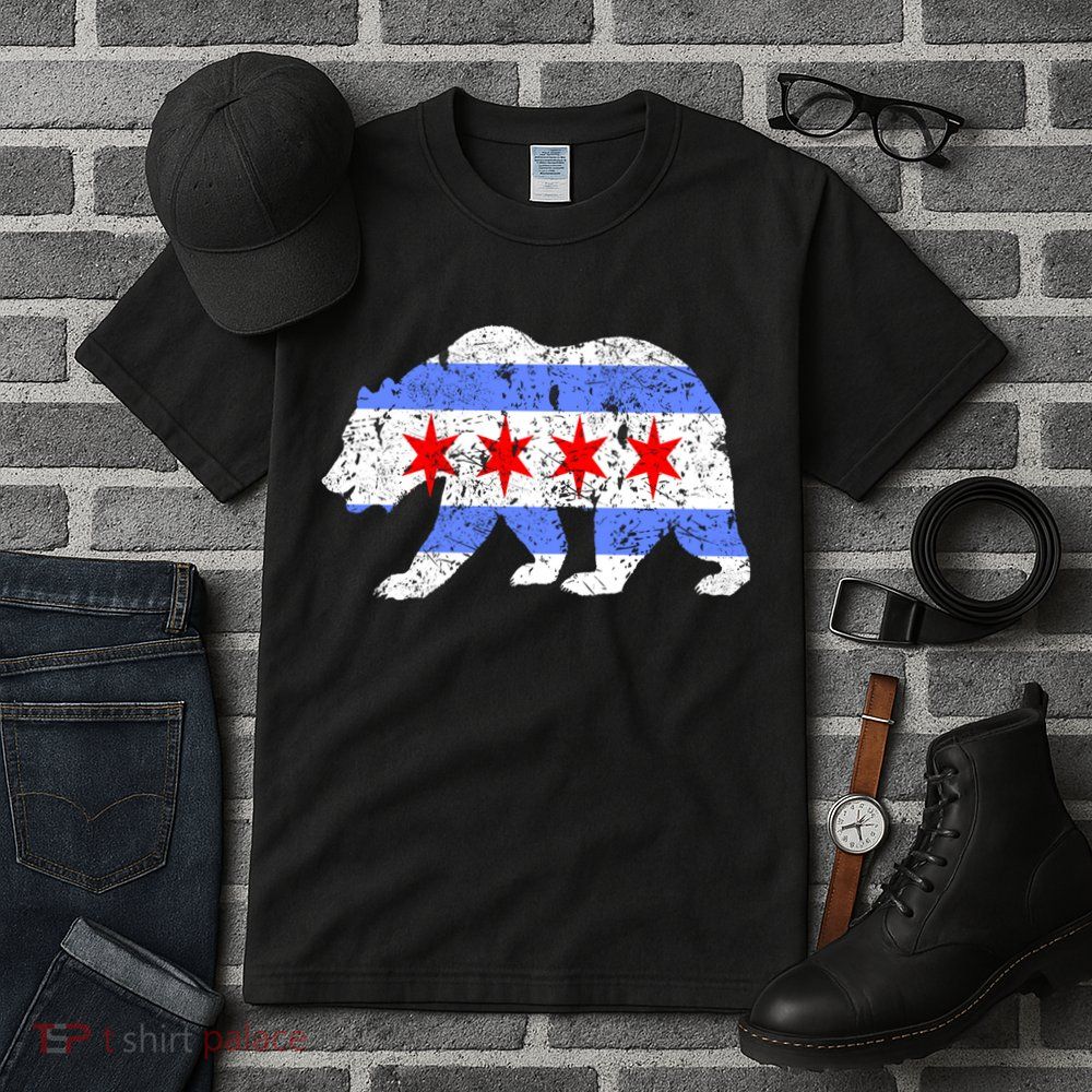 Chicago City Flag Distressed Bear Gift Tall T-Shirt