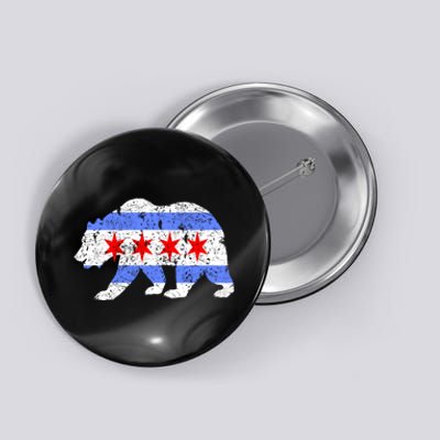 Chicago City Flag Distressed Bear Gift Button