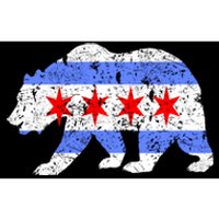 Chicago City Flag Distressed Bear Gift Bumper Sticker