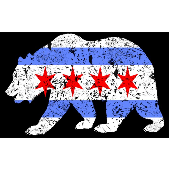 Chicago City Flag Distressed Bear Gift Bumper Sticker