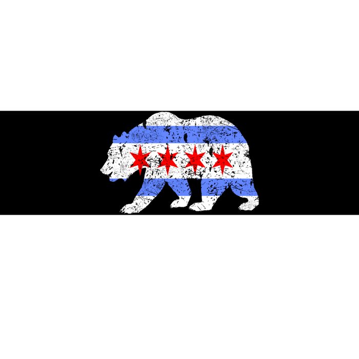 Chicago City Flag Distressed Bear Gift Bumper Sticker