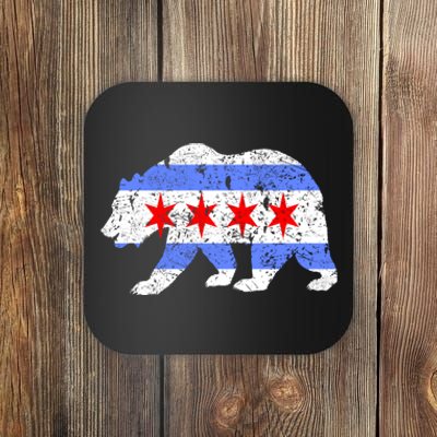 Chicago City Flag Distressed Bear Gift Coaster