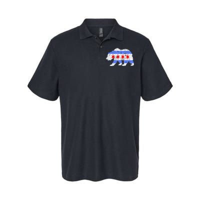 Chicago City Flag Distressed Bear Gift Softstyle Adult Sport Polo