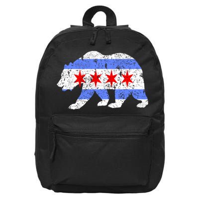 Chicago City Flag Distressed Bear Gift 16 in Basic Backpack