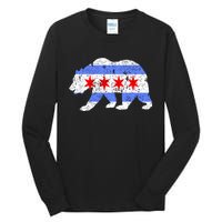 Chicago City Flag Distressed Bear Gift Tall Long Sleeve T-Shirt